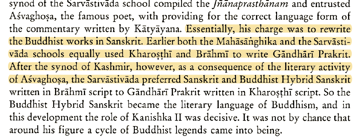 Kanishka I continuted the policy of worship of Shiva, the name Oēṣo with Shiva on coinage comes from none other than Sanskrit Vṛṣa > Prakrit Veṣa. Kanishka II patronized Buddhism but made sure to switch Buddhism from Prakrit to Sanskrit and from Kharoshti to just Brahmi.
