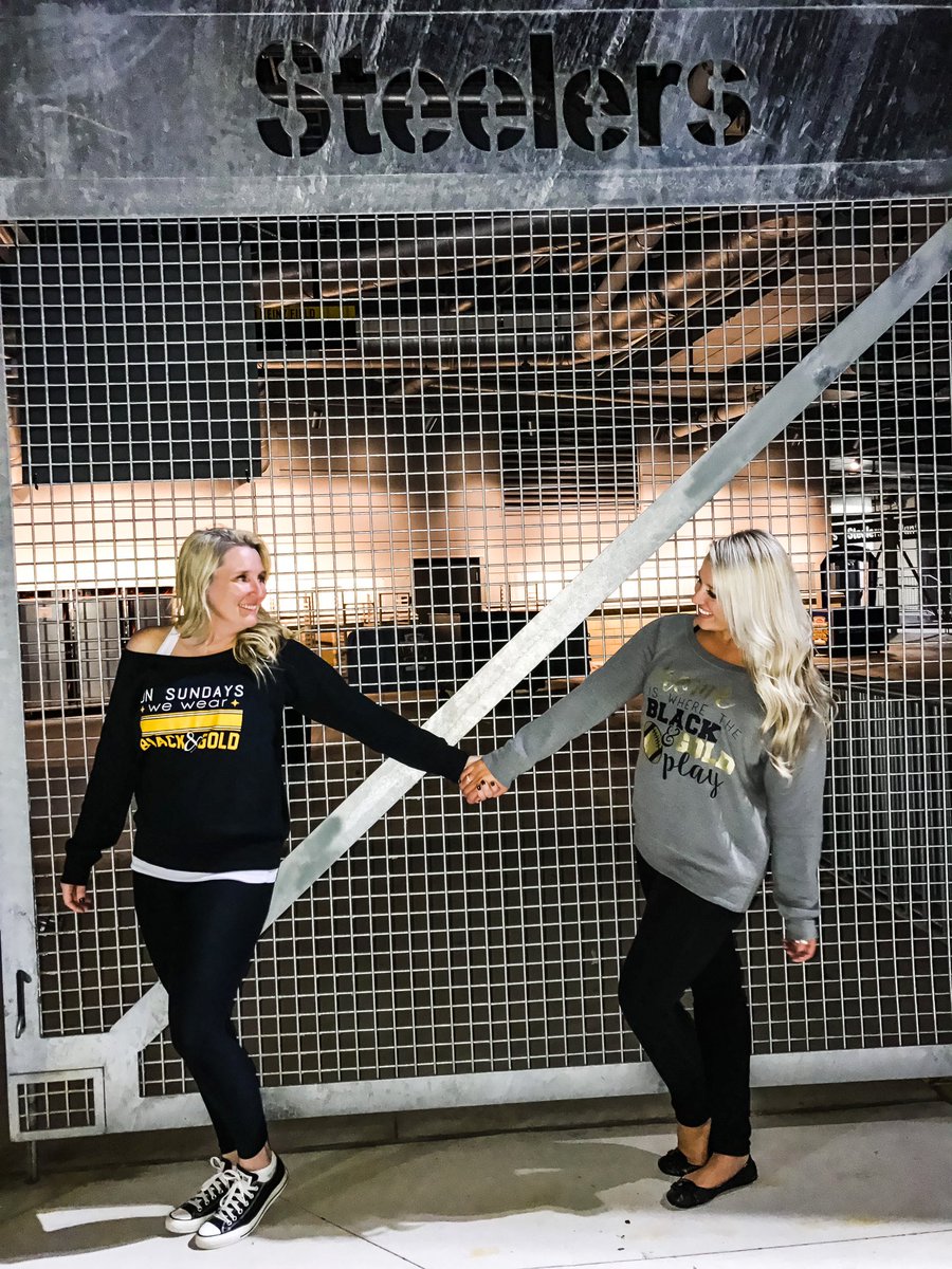 BurghBlondes's tweet photo. Hey there!🖤✨ We’re Lisa (left) &amp; Ashley (right)— the founders and women behind the designs that you see here! 

Today is #GameDay for the @steelers and we are ready to cheer them on in tonight’s #SNF matchup in our @BurghBlondes gear!! 

Anyone else?? 🙋🏼‍♀️🙋🏼‍♀️

#SmallBiz https://t.co/XdfXQ5GPhl