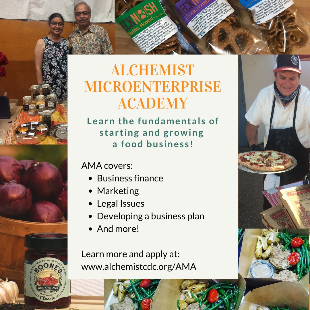 AlchemistCDC's tweet photo. First two information sessions are this week! Learn about the program and how to apply. RSVP at https://t.co/dcgwWHgxFO
#alchemistcdc #alchemistkitchen #foodpreneur #smallbusiness #foodbusiness #entrepreneurship #microenterprise https://t.co/ixhqOazHHI