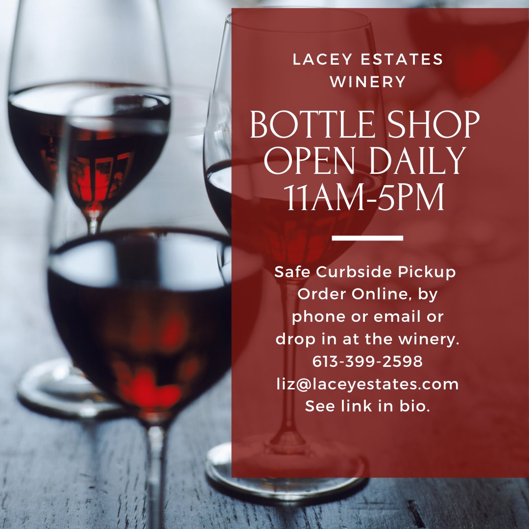 LaceyEstates804's tweet photo. Our bottle shop is open daily 11am-5pm for pickup. Free delivery in Ontario for 4 or more bottle purchases. #SupportLocal #princeedwardcounty #wine #veganwine #quenchable #crushable https://t.co/3mYI9yQMRn