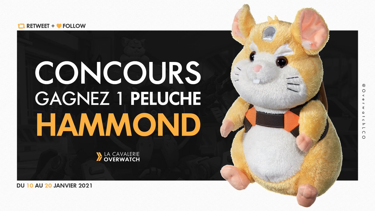 [#CONCOURS] Pour le premier concours de l'année nous vous faisons (encore) gagner une peluche Hammond 🐹

RT + Follow <a href="/OverwatchLCO/">Cavalry Test</a> 

Tirage au sort le 22 janvier 📅