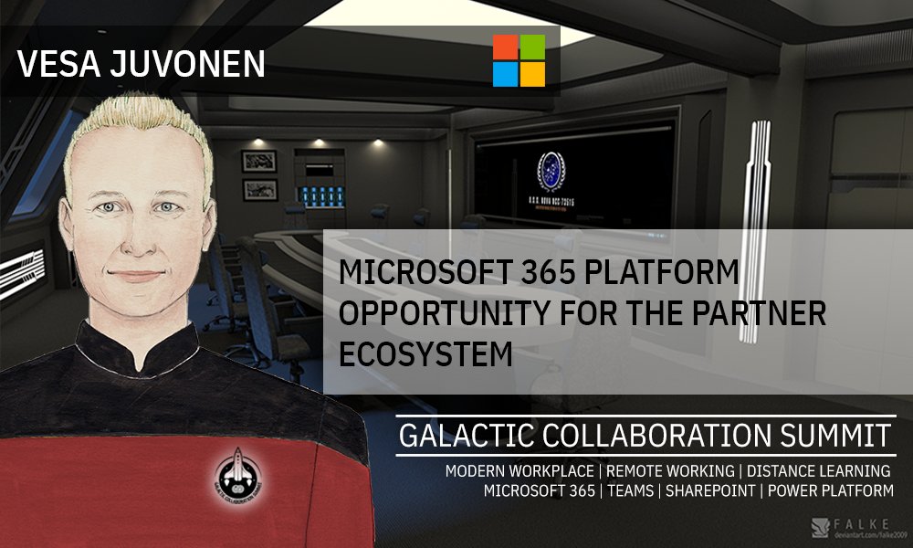 collabsummit's tweet photo. Exclusively for the #GalacticSummit Vesa Juvonen (Principal Program Manager, Microsoft): "Microsoft 365 platform opportunity for the partner ecosystem."
If you've missed this session, log in and click on the "Watch live stream".
Enjoy it! https://t.co/OeOkY2bejJ
#CommunityRocks https://t.co/FKhzXi6dm1