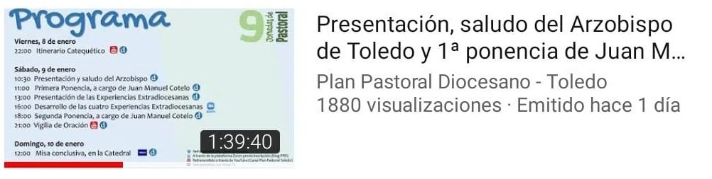 ¿Te perdiste la 1ª ponencia de <a href="/jmcotelo/">Juan Manuel Cotelo</a>? ¿Te gustaría volver a escucharlo? En este enlace el vídeo completo con la presentación, saludo y ponencia de las #9JdPastoral 
youtu.be/gp8iVSE3vdU 
Vuelve a disfrutarlo!
