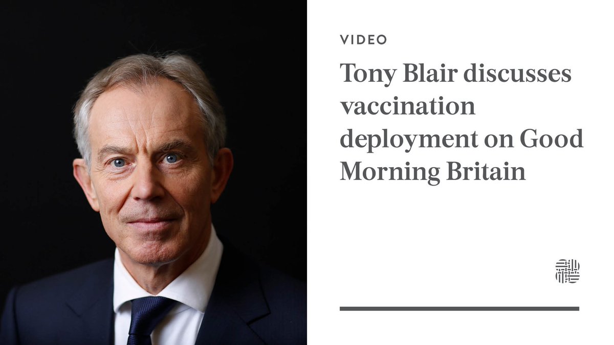 The UK should be a world leader in the mission to vaccinate against  #COVID19.Tony Blair appeared on  @GMB to discuss how the govt can improve vaccine supply & deployment issues to ensure lockdown can end as soon as possible:  https://bit.ly/2Ld63my&nbsp;