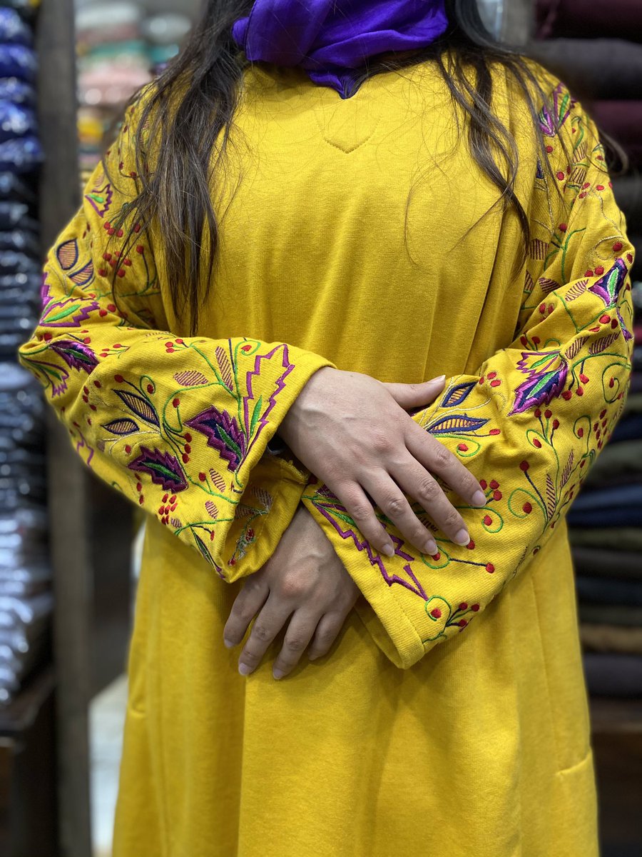 This colourful embroidery Pheran is must for your wardrobe this Winter. Retweet to help me grow