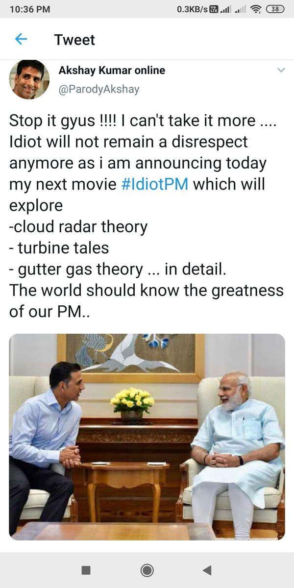 tweet2naushad's tweet photo. One more on #IdiotPM 
Follow @ParodyAkshay for more such tweets😂 https://t.co/J6kFQ8FaNF