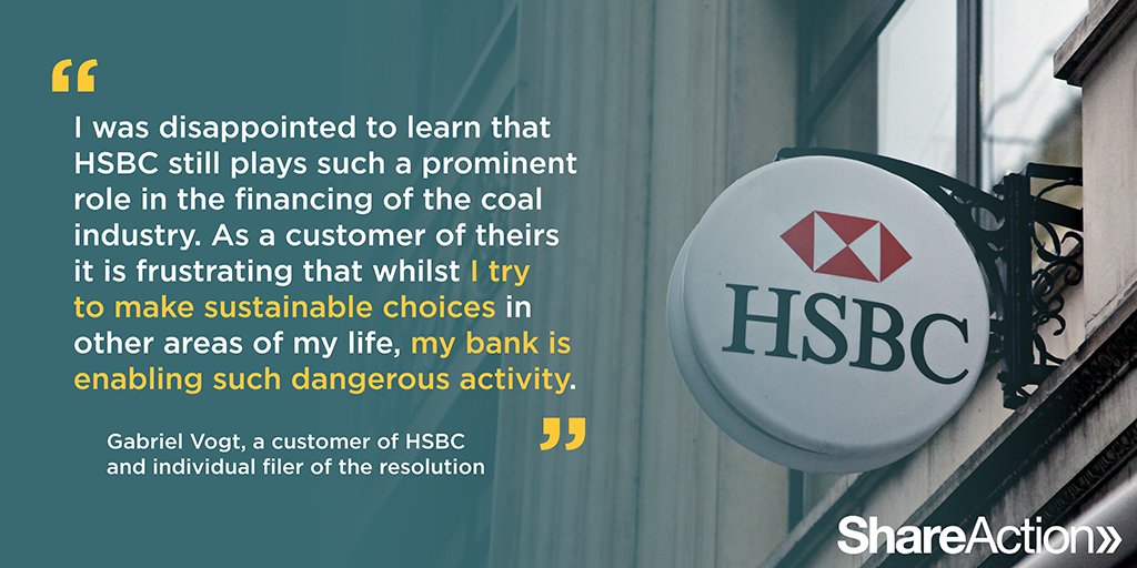 Institutional investors are not the only ones being dissatisfied with the bank's financing of the fossil fuel industry - including coal, oil and Arctic oil and gas.Its own customers have started expressing discontent at the bank's lack of progress too. #HSBCResolution