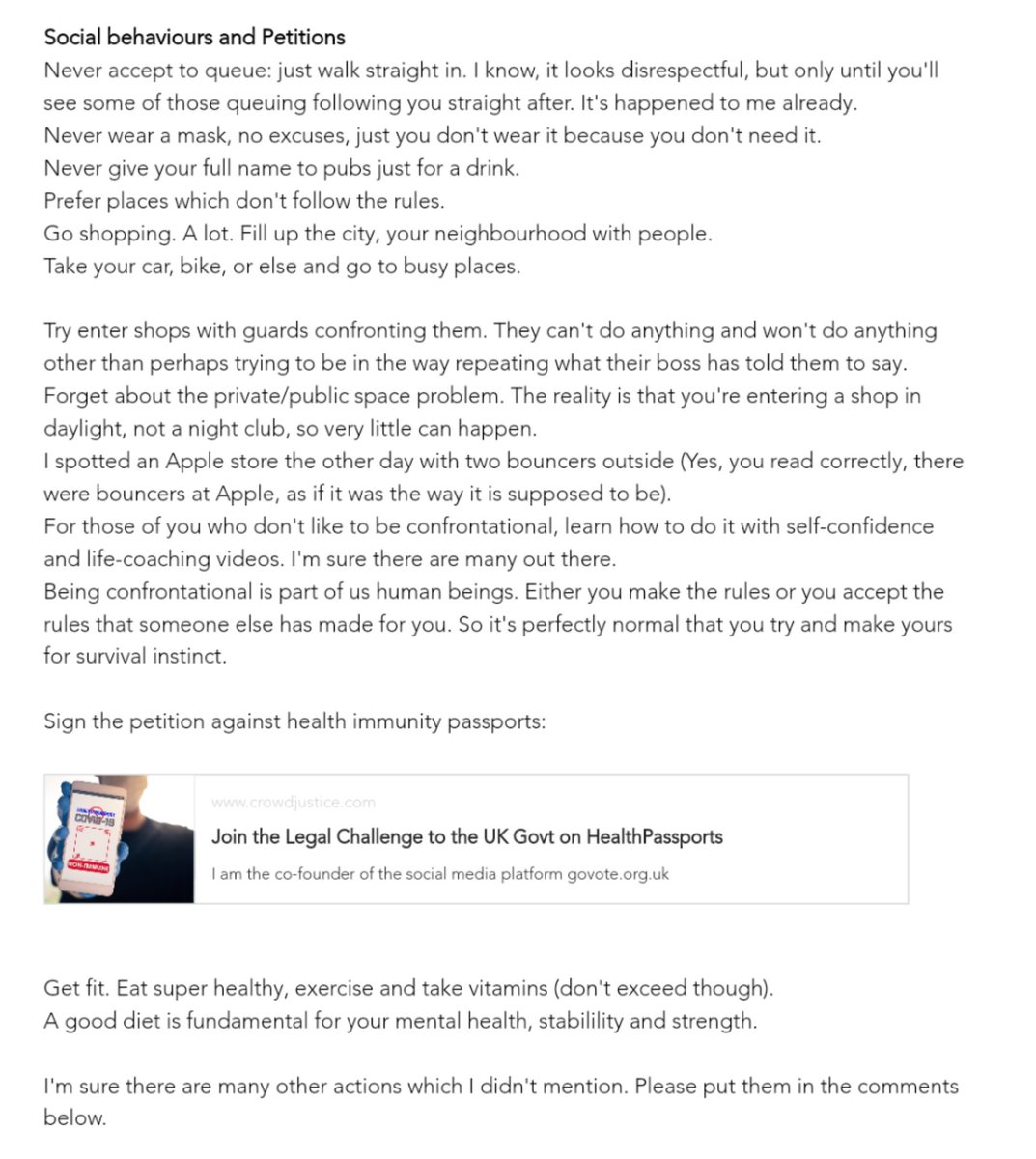 This is what we are up against  #Covid19UK - people who claim they want to Keep Britain Free but have been actively encouraging behaviour that keeps Britain infected & is killing us. This is the KBF action plan, since deleted from their website #WrongCovid https://web.archive.org/web/20201203092954/https://www.keepbritainfree.com/forum/activism/immediate-action-plan