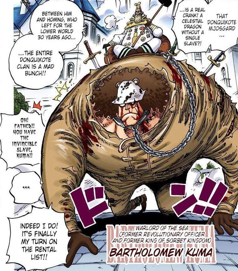 This is interesting bc Charloss tried EXACTLY THAT on Shirahoshi! Oda made us think shed get captured, but he had Vivi enslaved instead. In that scene, we get a reminder that these are LOWER KINGS and CAN be enslaved, 'set an example'. You know what other King was enslaved? Kuma!