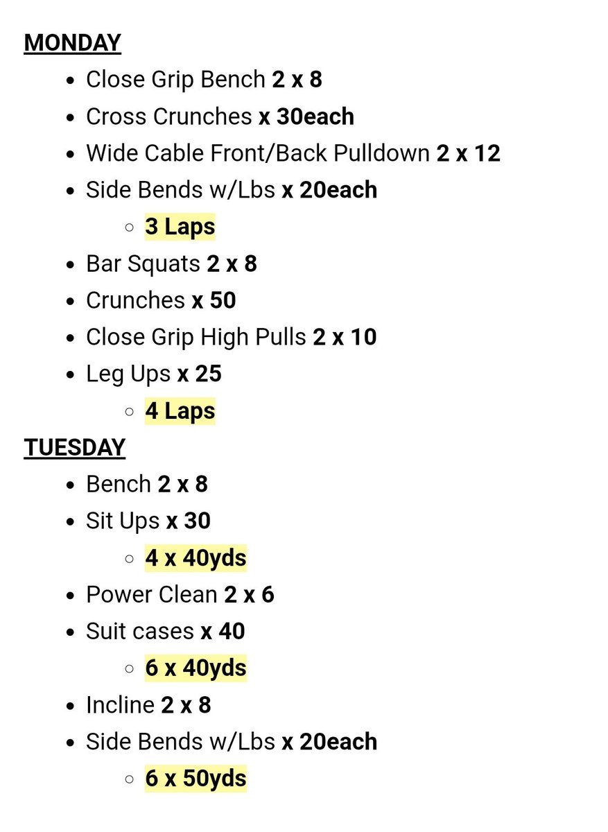 RicklanHolmes's tweet image. This week's workout plan
#SetTheTone
#HolmesTrainingCrew
#CoachesStayFit