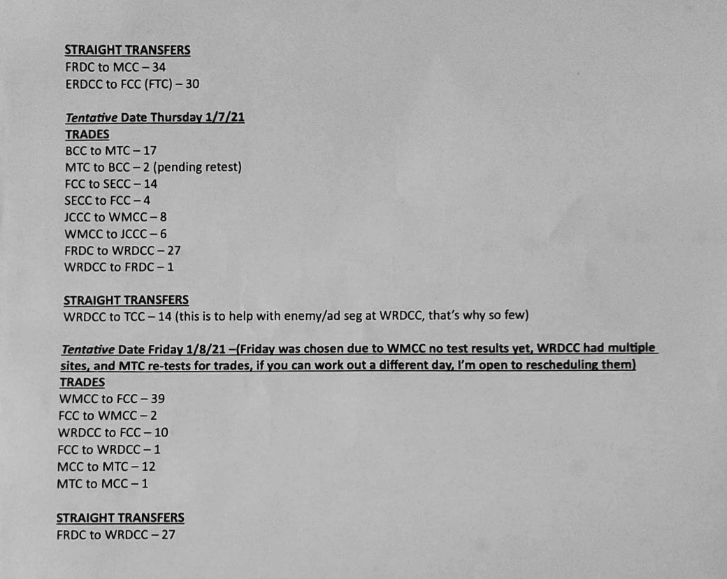 MoDOCWatch1's tweet photo. How are we supposed to slow the spread of COVID when @MoCorrections schedules more than 450 transfers this week? @MissouriPrison @DocPast @ChrisHayesTV @Brianontheair https://t.co/pgSZPbZBpA