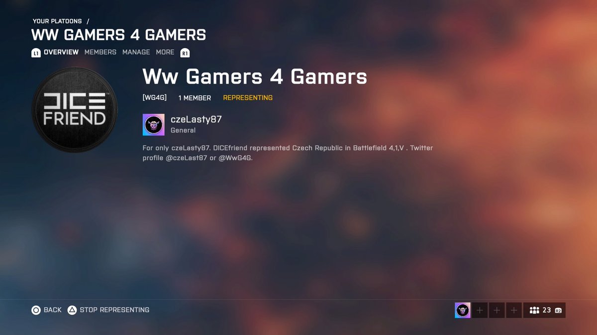 WwG4G's tweet photo. WorldWide Gamers 4 Gamers Platoon now live in #BattlefieldV . In platoon is general @CptShiky we have 130 members. Everybody's welcome. And iam as a #DICEfriend from BF1 BFV as a idea founder.
We restarting community gamers in Battlefield. No Toxic. https://t.co/P0IZOduizh