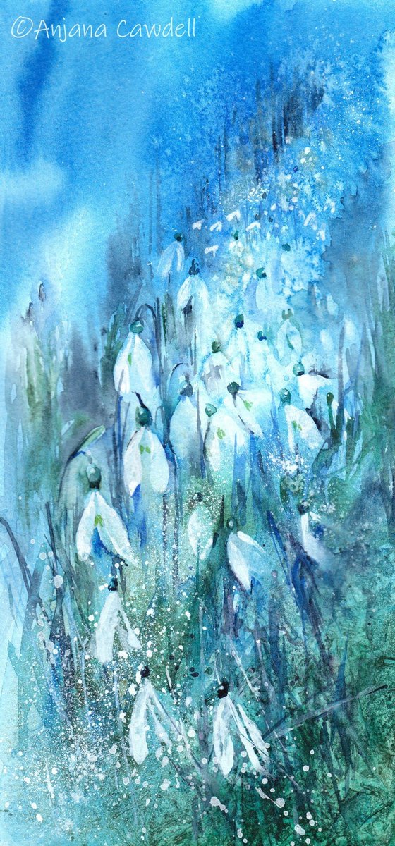 Snowdrops 13.5cmx29cm  #watercolor #Watercolour #snowdrops #winterflower #madeinnottingham #ng9
