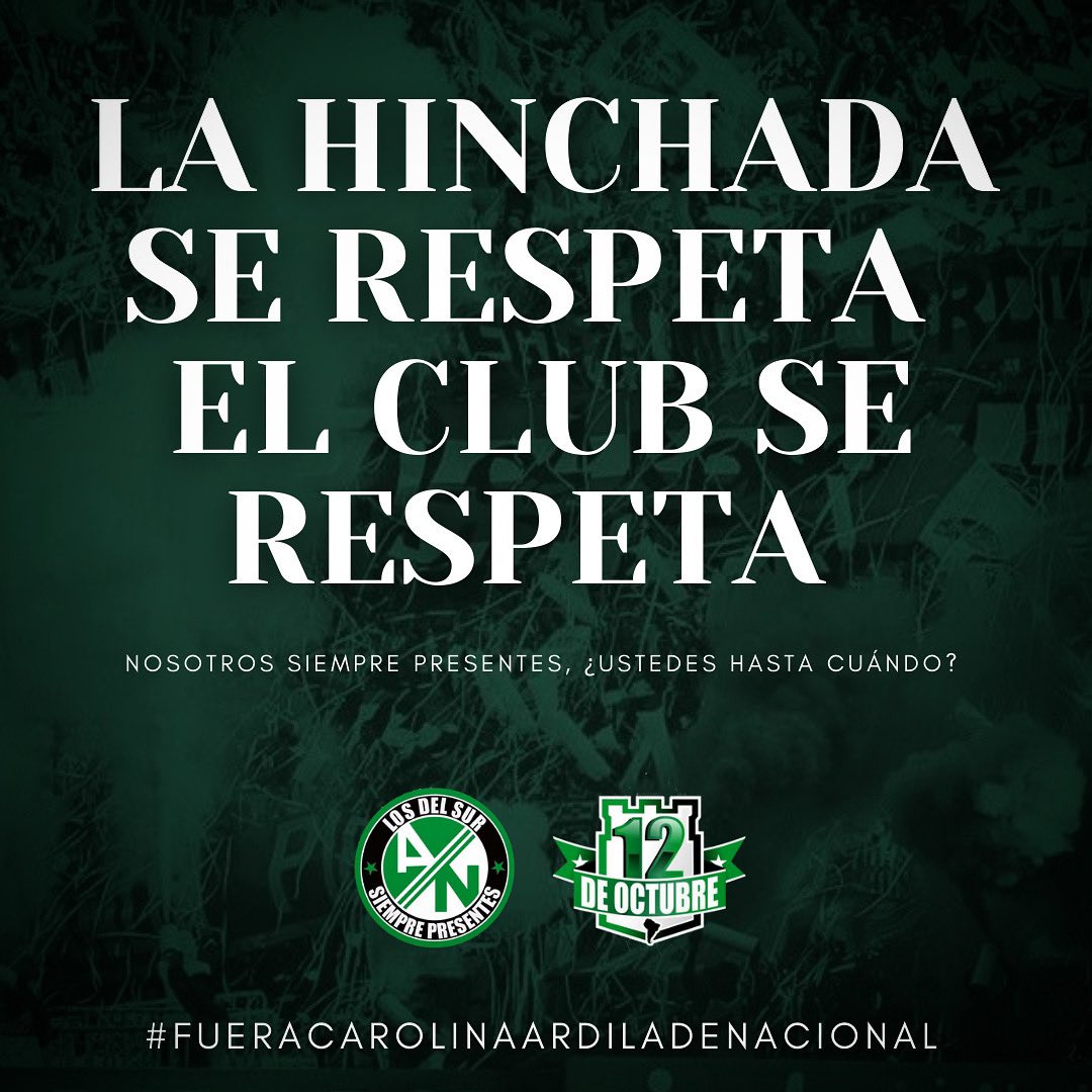 12Verdolaga's tweet photo. Nosotros siempre presentes, ¿ustedes hasta cuándo? #FueraCarolinaArdilaDeNacional #2021FueraCarolinaArdilaDeNacional 
@LDSoficial 
@postobonoficial 
@ColombianEmbUK 
@nacionaloficial https://t.co/JGzbkbRHSY