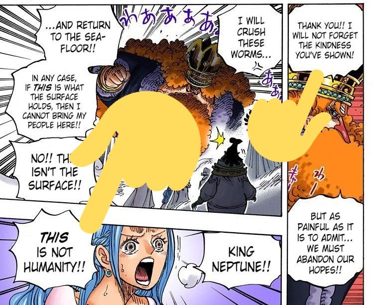 This is a DIRECT PARALLEL to when Vivi told neptune to not think of the enslavement attempt at Shirahoshi as a reflection of humanity. THE EXACT SAME PHRASING!! If they were JUST captured it wouldnt be as big, but they were ENSLAVED, the tenryuubito are also VERY stubborn