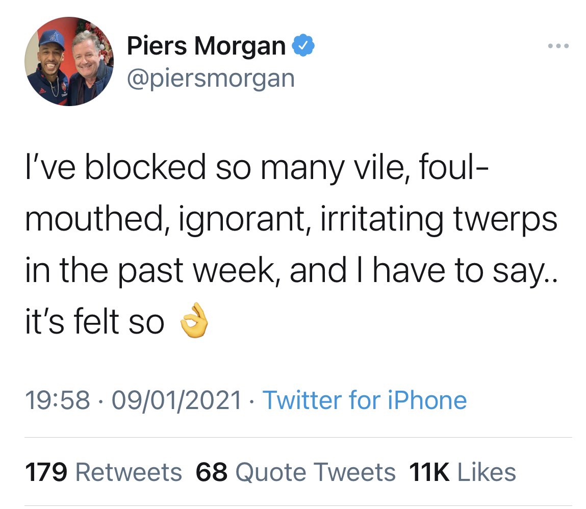 JuliaHB1's tweet photo. Yeah, blocking people is fun @piersmorgan but did it feel as good as the warm sand between your toes as the turquoise waves gently rolled up the beach while you sipped your daiquiri on Christmas Day...? https://t.co/SvvNBACZw4