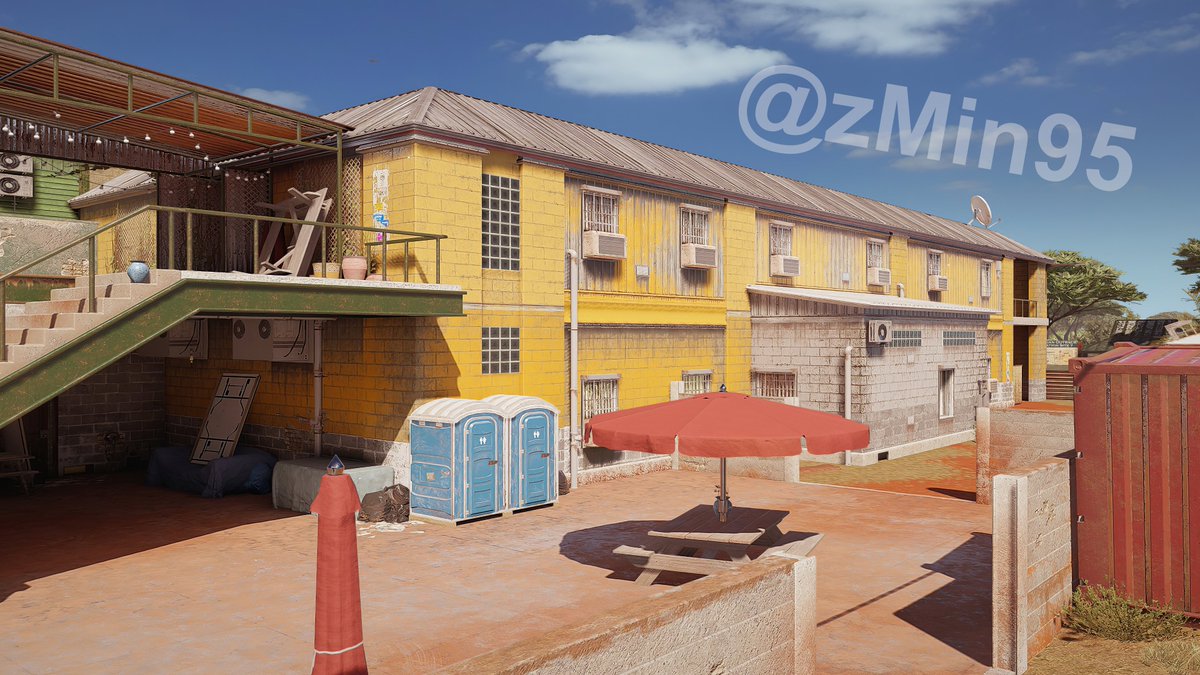 zMin95's tweet photo. Update:
I started on the inside area.
Need to do something about the lines of sight (esp. new windows!)
The goal is to have piano stairs play similar to Kanal server stairs and the new room behind laundry similar to Theme Park break room behind bunk.

Open to suggestions ❤️ https://t.co/GFmuuB9zkK