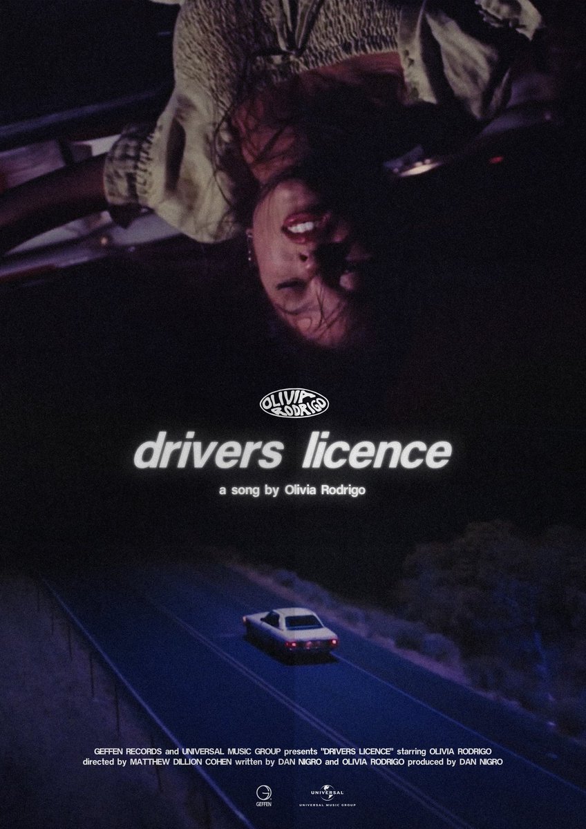 LexitProd's tweet photo. Desde que salió "drivers licence" estoy en bucle tanto con la canción como con el videoclip. Y esta noche me vino esta idea de cartel.

#posterdesign #poster #musicvideo #driverslicence #oliviarodrigo #design @Olivia_Rodrigo https://t.co/s8M8fp1WuP