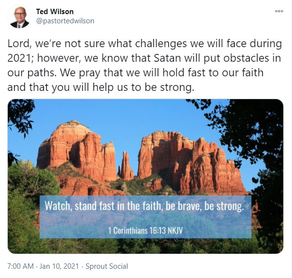 Ted Wilson is not stupid. So he must know that when he refuses to directly address the Capitol attack and instead says insipid things like this, it will be seen as affirmation by the Adventists who took part in/supported the attack on the Capitol, right?