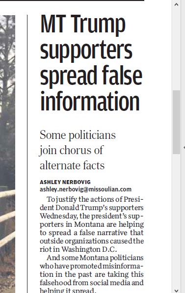 This is simply good journalism and kudos to the  @Missoulian for today’s front page. I did a screen grab of the headlines to show what the editors and reporters have done, its worth your time to read.