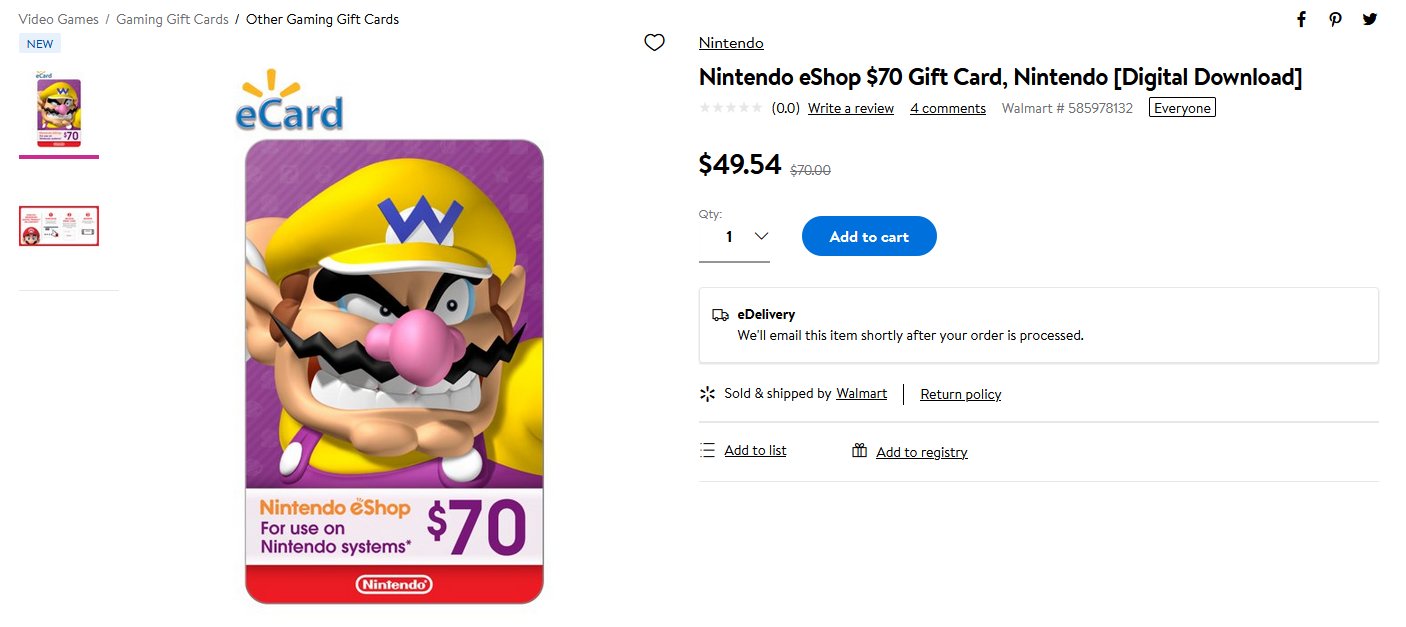 70 nintendo best sale eshop gift card