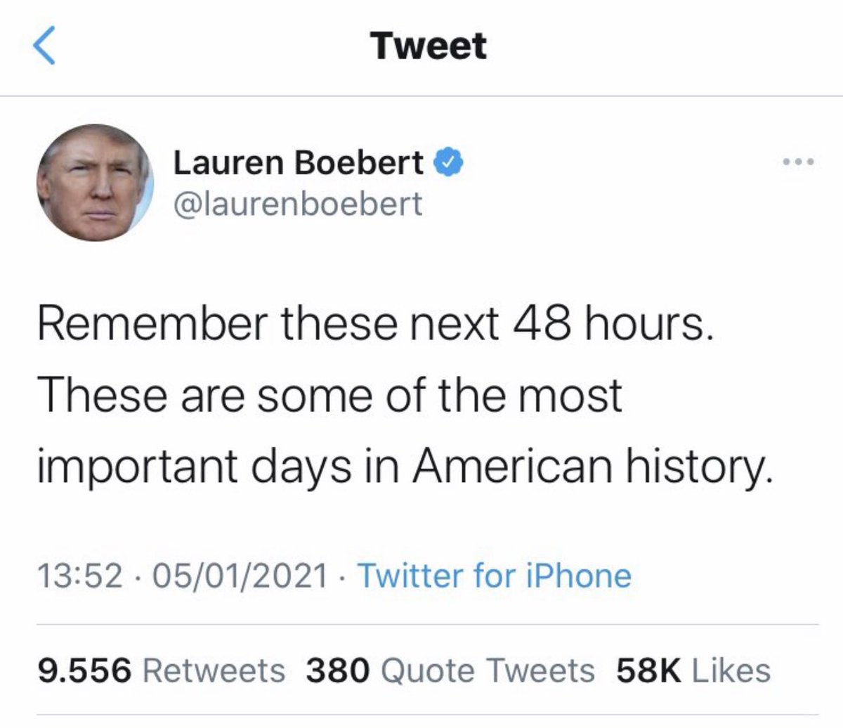  @TwitterSafety, with  #TrumpBanned, we noticed Trump tried to tweet from other accounts. In the midst of this,  @laurenboebert changed her profile pic to Trump’s Twitter avi. She has a blue check. Was Trump using her account?  https://twitter.com/laurenboebert/status/1347753532229898241