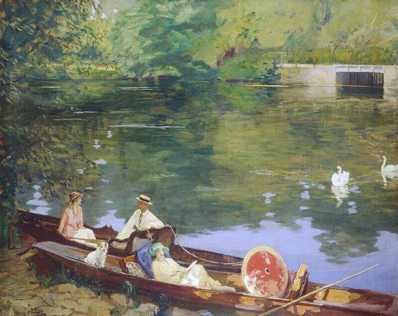 Hazel Martyn, later Lady Lavery, was his great muse. Evelyn Farquhar (1906), Lady Lavery (1906-9), Mrs McEwen & Her Daughters (1907) & Sutton Courtenay (1908)