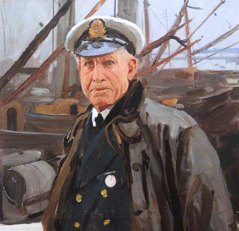 Unlike, for example, the German Expressionists he chose to paint images of strength rather than suffering. The Harbour At St Jean de Luz (1917), the Piers Forth Bridge (1917), the Skipper (1917) & American Troops Embarking, Southampton (1918)