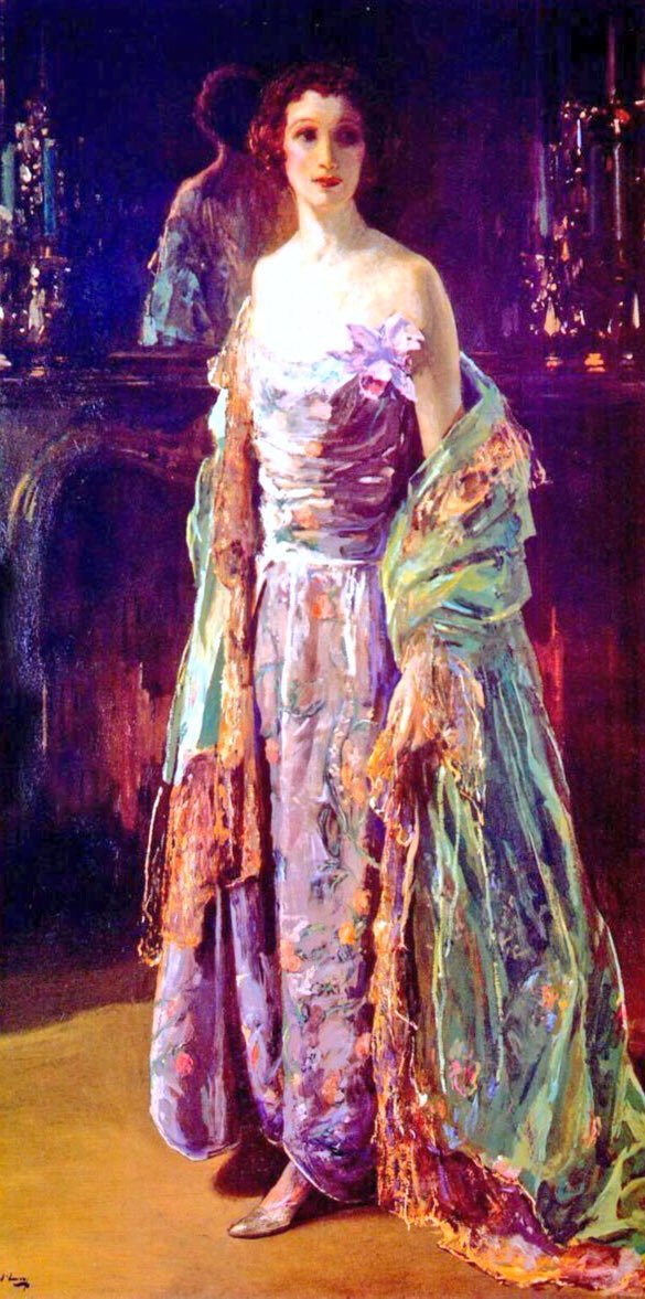 Lavery was involved in Irish politics & gave up his home to the negotiators of the Anglo-Irish treaty. His wife, Lady Lavery, was intimately involved. Mrs E Bowen Davies (1923), Mary Bordem & Her Family At Bisham Abbey(1925), The Green Coat (1926) & Joseph Devlin (1928)