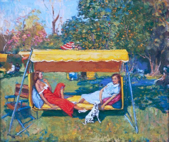 He painted Michael Collins, the Irish Statesman & revolutionary on his death. Collins was an intimate of Hazel’s. Collins (1922), Stars in Sunlight (1936) & Viscountess Castlerosse, Palm Springs (1938). His depiction of revolutionaries, politicians & millionaires was unique