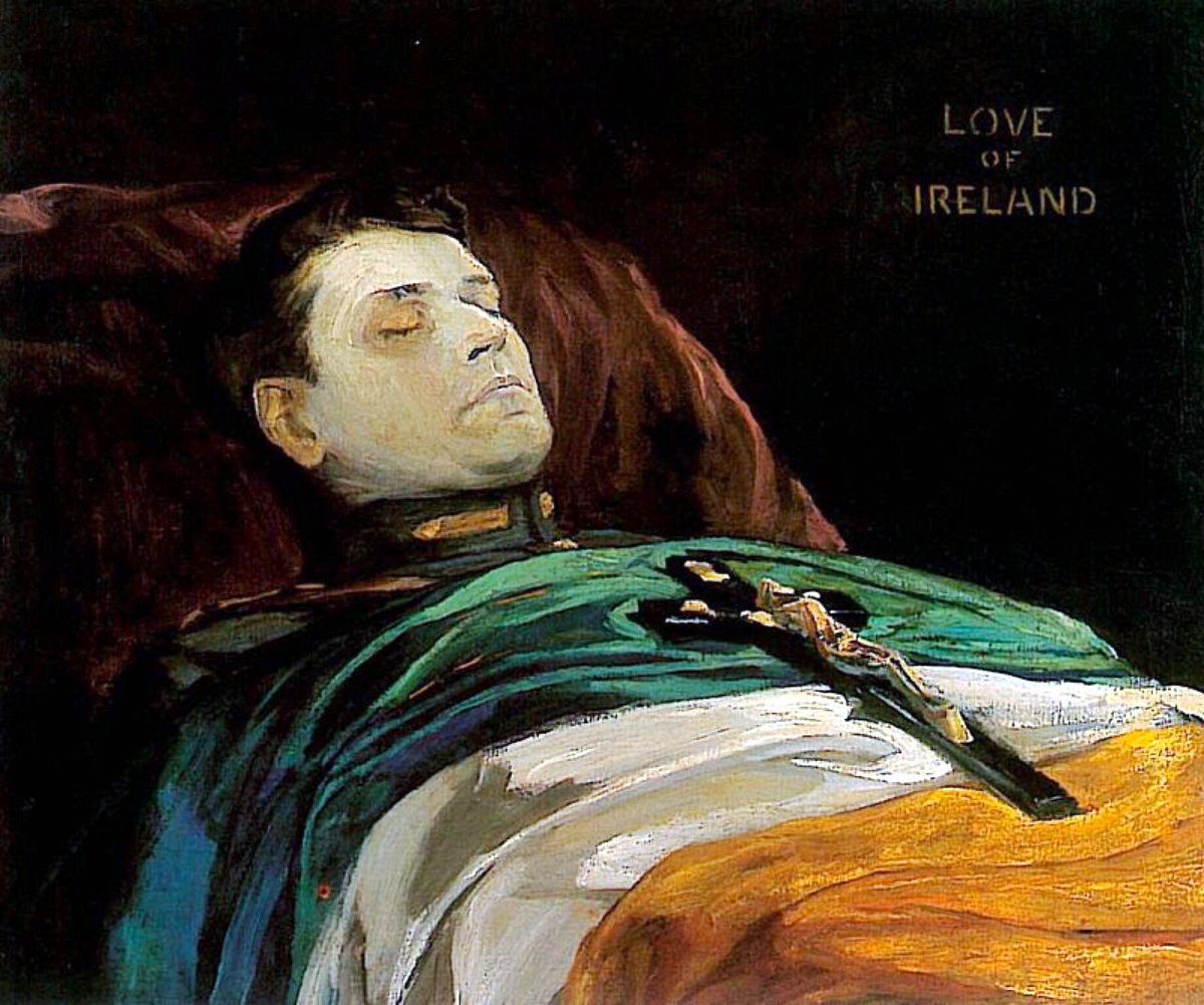 He painted Michael Collins, the Irish Statesman & revolutionary on his death. Collins was an intimate of Hazel’s. Collins (1922), Stars in Sunlight (1936) & Viscountess Castlerosse, Palm Springs (1938). His depiction of revolutionaries, politicians & millionaires was unique