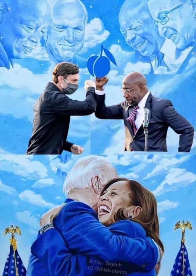 AuthorJoeNBrown's tweet photo. This might qualify for the #TweetOfTheDay 🙏🏽. The angels are looking down on #WarnockOssoff and #BidenHarris. #DraftKings #DraftQueen #ObamaKnows https://t.co/AI8OcZSbhm