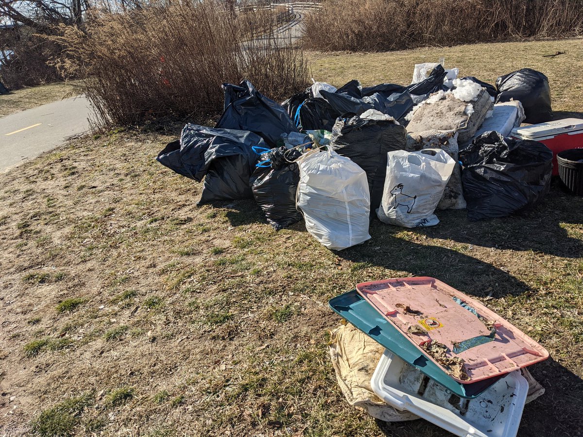 We had great weather and awesome turnout for our Old Bridge Path Cleanup! Volunteers didn't have to go far to collect this massive pile of garbage.  
#cozyrhody #Providence #communutyimprovement