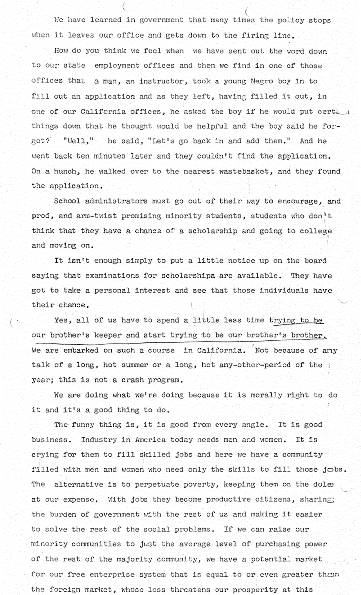 (Citation: Ronald Reagan Presidential LibraryDigital Library Collection, sReagan, Ronald: Gubernatorial Papers, 1966-74: Press Unit, Folder Title: Speeches – Governor Ronald.)