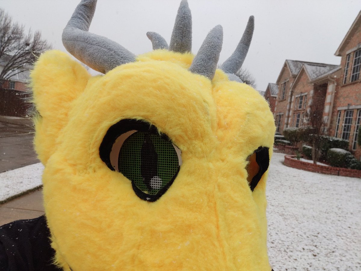 KryptonSvingar's tweet photo. Catching snowflakes with my tongue! #snow #dfwwx #txwx #fursuit #suitingsunday #furry #planowx https://t.co/Z6vmhvKROr