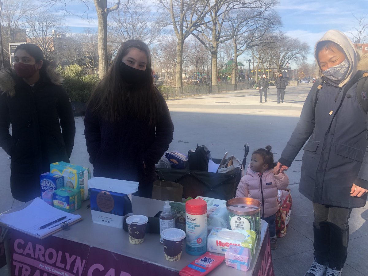 amytpaul's tweet photo. Did you know 1 in every 5 girls miss school b/c they can’t afford the high costs of period products? After a wk that embodied patriarchy, what a JOY to gather w ⁦@iamcarolyntran⁩ to raise fists as we collect menstrual products, block by block. #standwithtran https://t.co/9CPTAEajqV