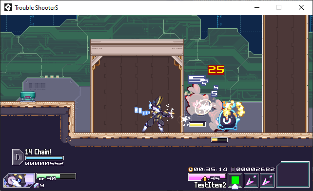 Riddel_Rx's tweet photo. I never did a proper introduction, but hi everyone! My name's Riddel, and I'm a Living Grimoire and Hobbyist GameDev! 📚🎮#VTuberEN #indiedev 

I'm currently making a 2D Character Action game in GMS2 that I've titled project Trouble ShooterS for the time being! https://t.co/Hs07MLU6b3