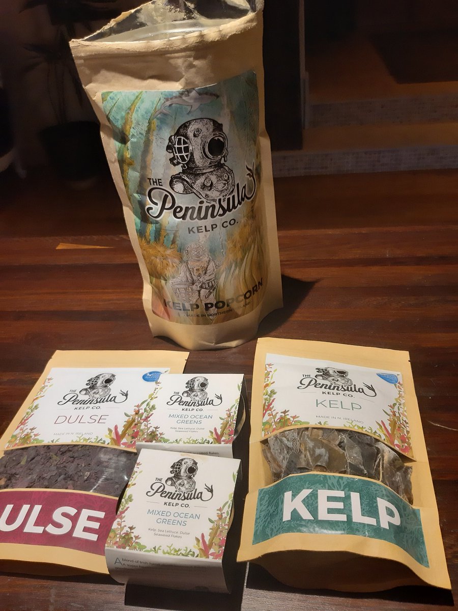 JillyDougan's tweet photo. Got a delivery from @CompanyKelp this weekend. Lovely, clean flavours from all the seaweed products and the popcorn is just gorgeous #handdived #superfood https://t.co/lFGNAUOR9b