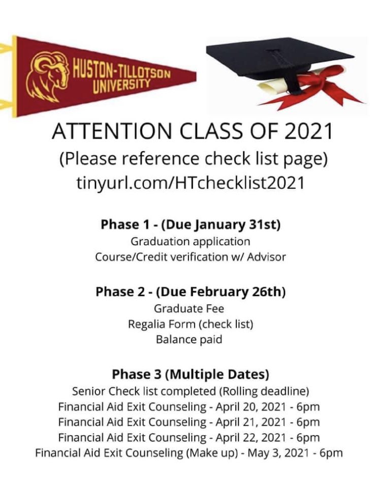 HTKinesiology's tweet image. Class of 2021, don&apos;t forget about our approaching spring deadlines! Our next Class of 2021 meeting is slated for this Wednesday, January 13th at 6pm. #CultureOfExcellence #HTisIDEAL #geniusgeneration