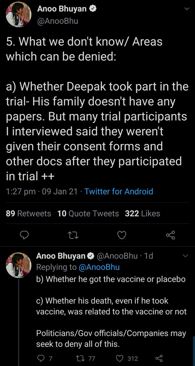 Well,  @netshrink sir, I'd like to re-emphasize how much disinformation Anoo Bhuyan in her two tweets, screenshots given here. I'll use the same article which you shared, published by  @BloombergQuint.  https://twitter.com/netshrink/status/1348322791452381184