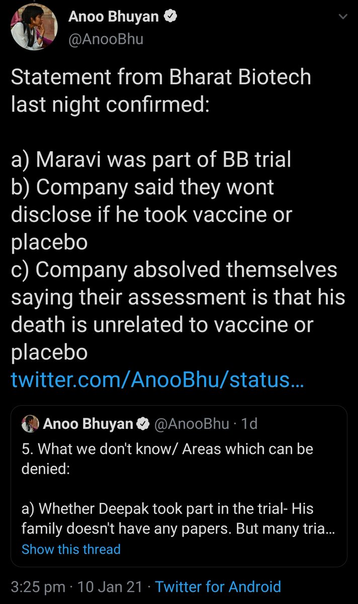 Well,  @netshrink sir, I'd like to re-emphasize how much disinformation Anoo Bhuyan in her two tweets, screenshots given here. I'll use the same article which you shared, published by  @BloombergQuint.  https://twitter.com/netshrink/status/1348322791452381184
