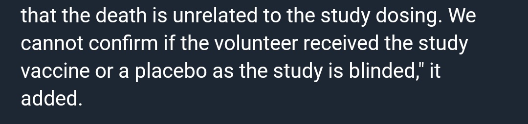 Second, in point (b) of her follow-up tweet, she claimed BB WON'T disclose whether the patient was given vaccine or placebo.BB in their statement said they can't give the info immediately because it's a double blinded study.