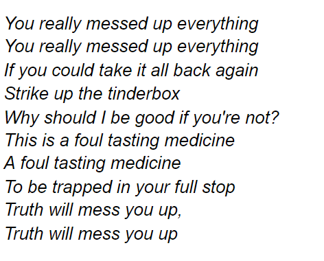 Lan Xichen's life as "Ful Stop"  https://open.spotify.com/track/6nOsTV3cMjLh3k6Wpk468L