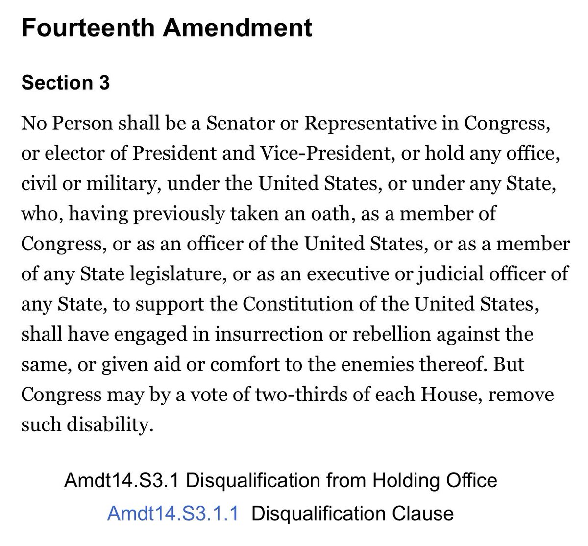 This clause from the 14th Amendment to the Constitution seems very relevant. https://t.co/6YDvcGoLSJ