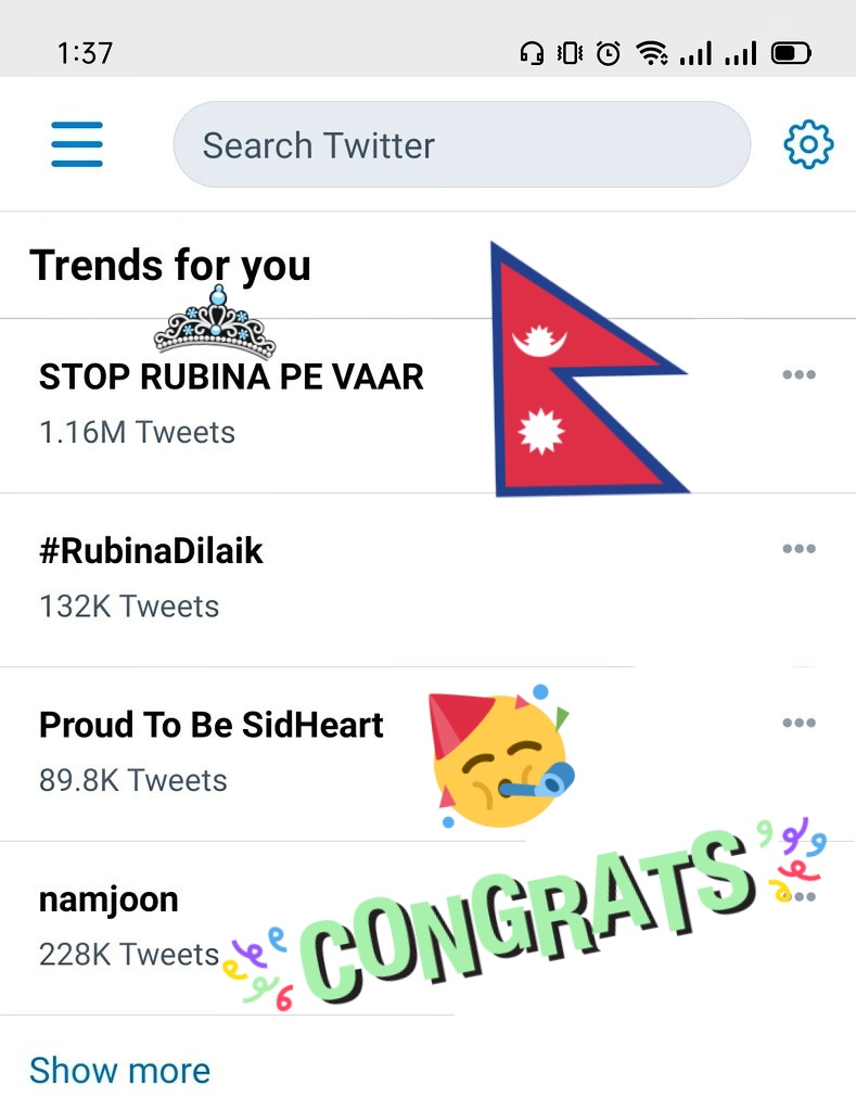 Praavi1's tweet image. Nepal update 🇳🇵🇳🇵🇳🇵🇳🇵❤️❤️🙏 
STOP RUBINA PE VAAR