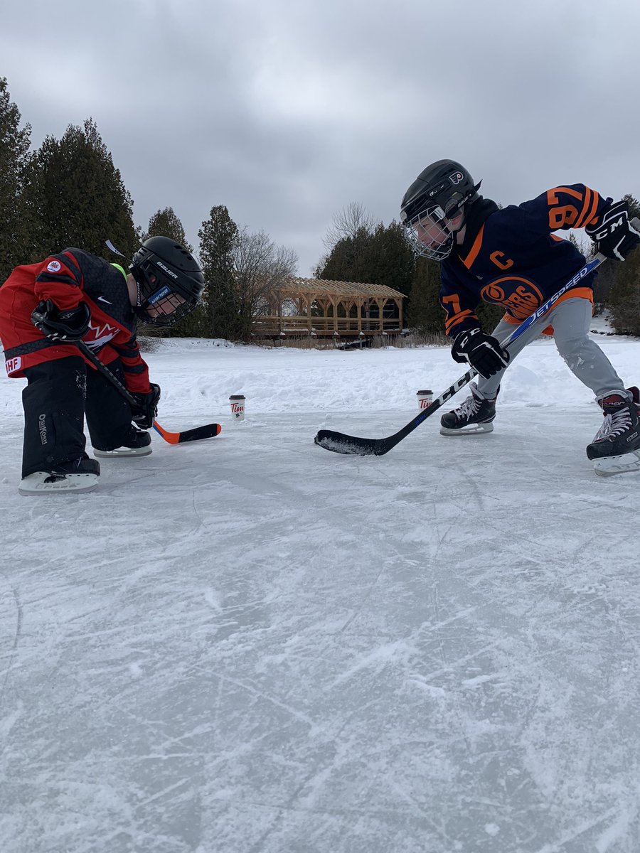 JenSmith084's tweet photo. A little Canadian pond hockey... no nets? @TimHortons cups will do! #pondhockey #timhortons #canada #canadian #mcdavid #teamcanada @cmcdavid97 @teamcanadawjc https://t.co/VG06w3kFnG
