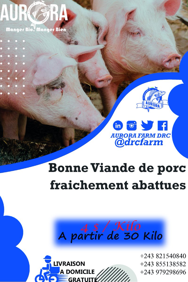 DrcFarm's tweet photo. Nos élevages fournissent du bon bétail et de la bonne viande fraiche !

#nourriture #vente #livraison #détail #gros #producteur #distributeur #aliment #agroalimentaire #RDC #AURORAFARMDRC https://t.co/e2OhDc1031