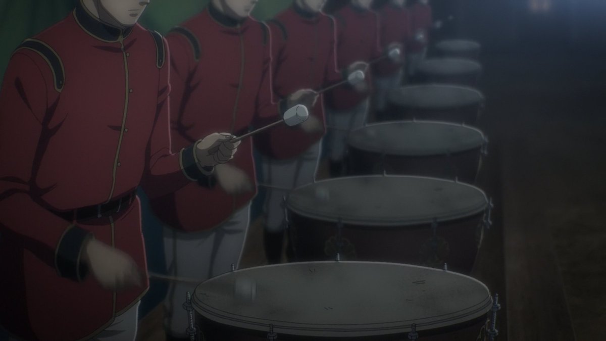 The idea behind the OST at the end of today's  #AOT episode was in fact good*:After thinking about it a bit, it seems like they went with the drums of war to emphasize Willy's declaration. There's an interesting connotation with how Eren and Reiner are.. #AOTDeclarationOfWar  https://twitter.com/MezuEko/status/1348348788184911874
