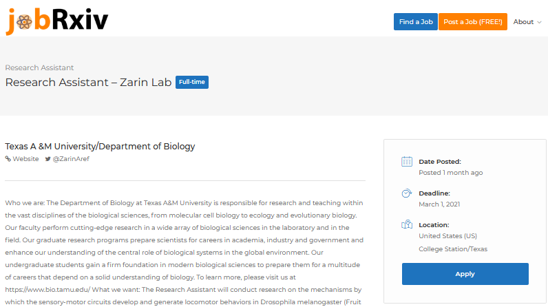 jobRxiv's tweet photo. Research Assistant with @ZarinAref
Texas A &M University/Department of Biology, College Station/Texas, USA
https://t.co/5eXk7WLtLK
#ScienceJobs #lifesciencejobs #neuroscience #motorcircuits https://t.co/g7L9x9Gaaz