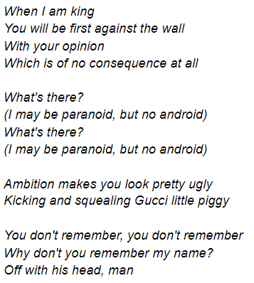 Xue Yang as "Paranoid Android"  https://open.spotify.com/track/6LgJvl0Xdtc73RJ1mmpotq